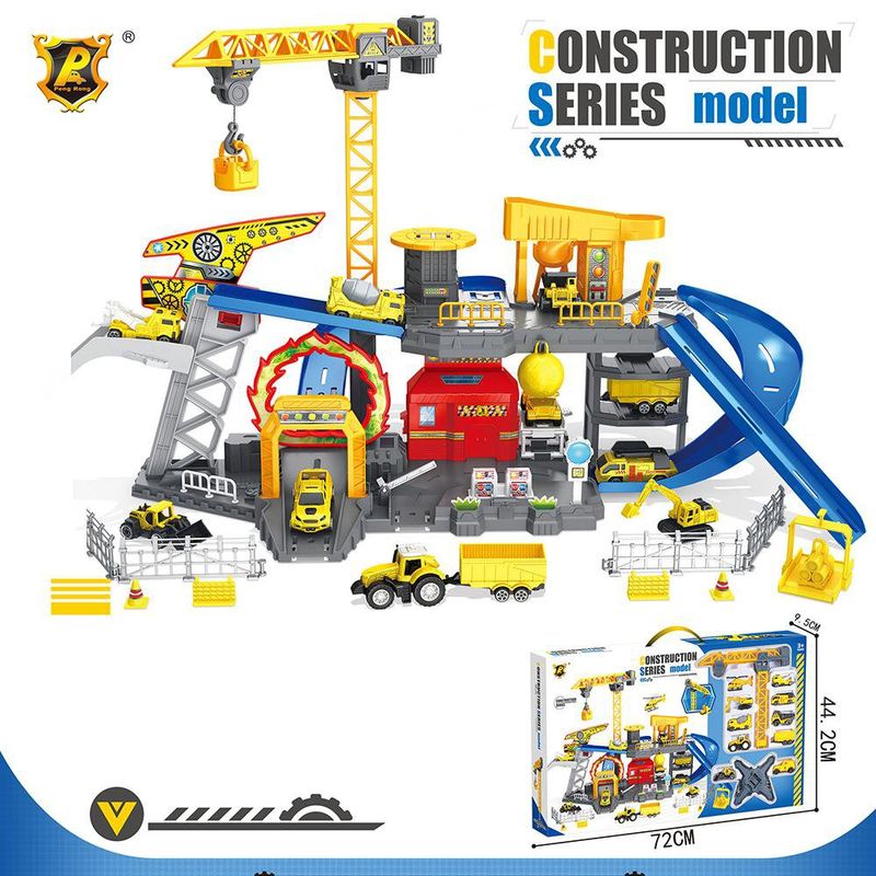 Set de Juego Infantil Estación de Construcción con Grúa y Rampas