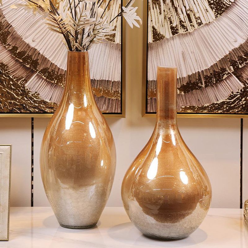 Florero de Vidrio Dorado con Base Estilo Bola