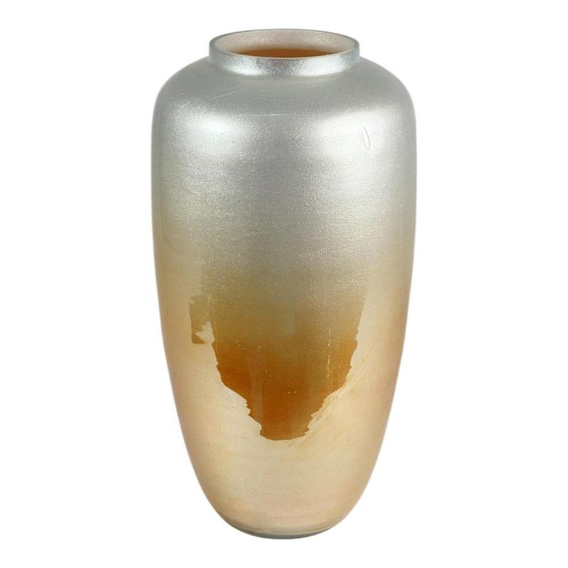 Florero Bajo Decorativo de Vidrio en Degradado Metálico
