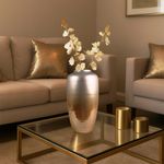 Florero Bajo Decorativo de Vidrio en Degradado Metálico