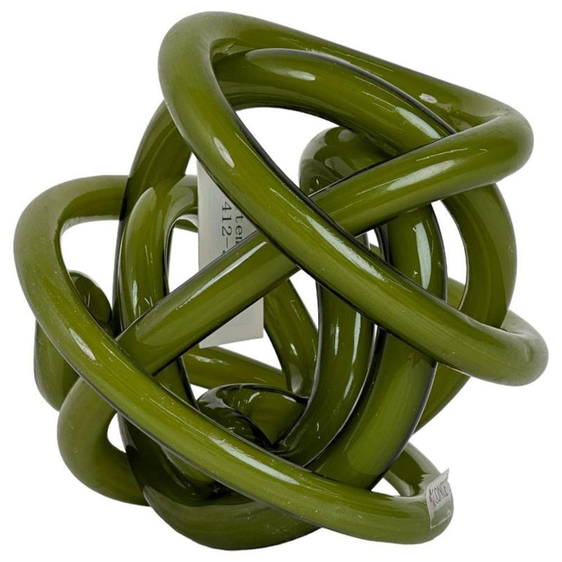 Bola Decorativa de Vidrio Verde Grande con Diseño de Nudo