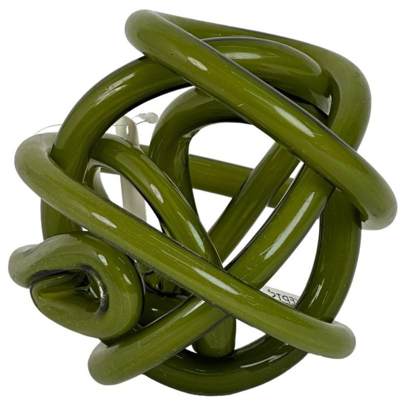 Bola Decorativa de Vidrio Verde Grande con Diseño de Nudo