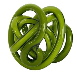 Bola Decorativa de Vidrio Verde Pequeña con Forma de Nudo