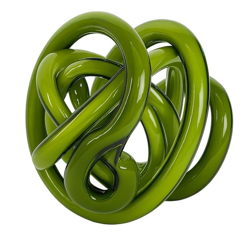 Bola Decorativa de Vidrio Verde Pequeña con Forma de Nudo