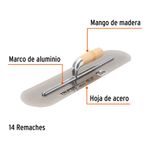 Llana de Canto Redondo 20x5 Plg con Mango de Madera