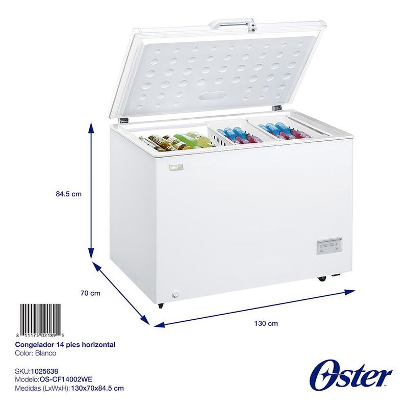 Congelador Blanco Horizontal de 13 Pie³