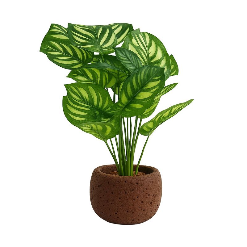 Planta Decorativa con Base de Concreto Café