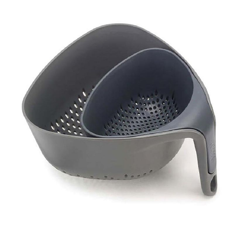 Set de Coladores Apilables con Mango Vertical Color Gris