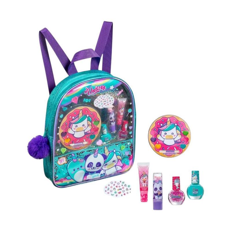 Mochila Infantil con Set de Maquillaje Unicornio