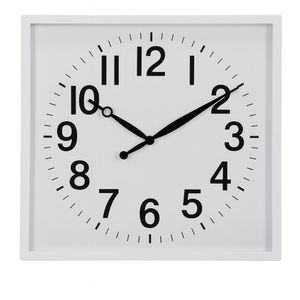 Reloj de Pared Cuadrado Moderno con Marco Blanco