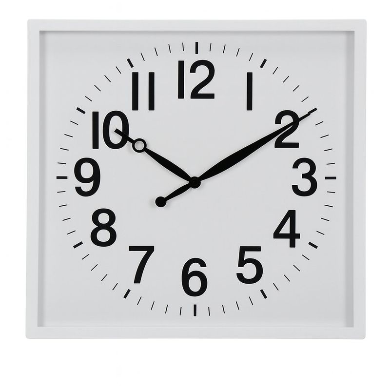 Reloj de Pared Cuadrado Moderno con Marco Blanco