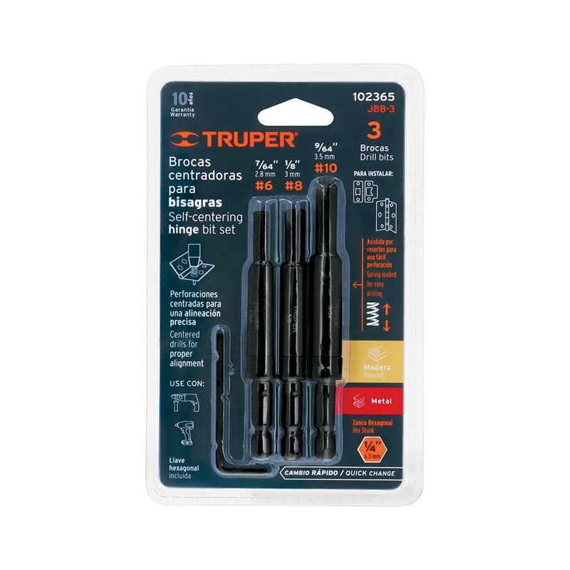 Juego de 3 Brocas para Bisagra