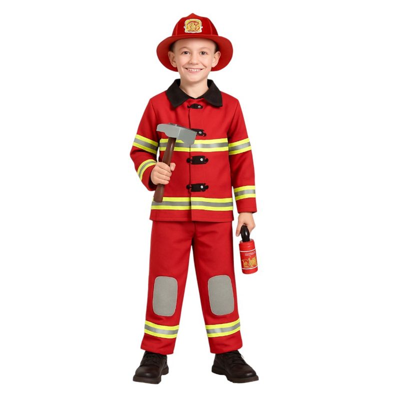 Disfraz Infantil de Bombero con Casco Rojo Talla s