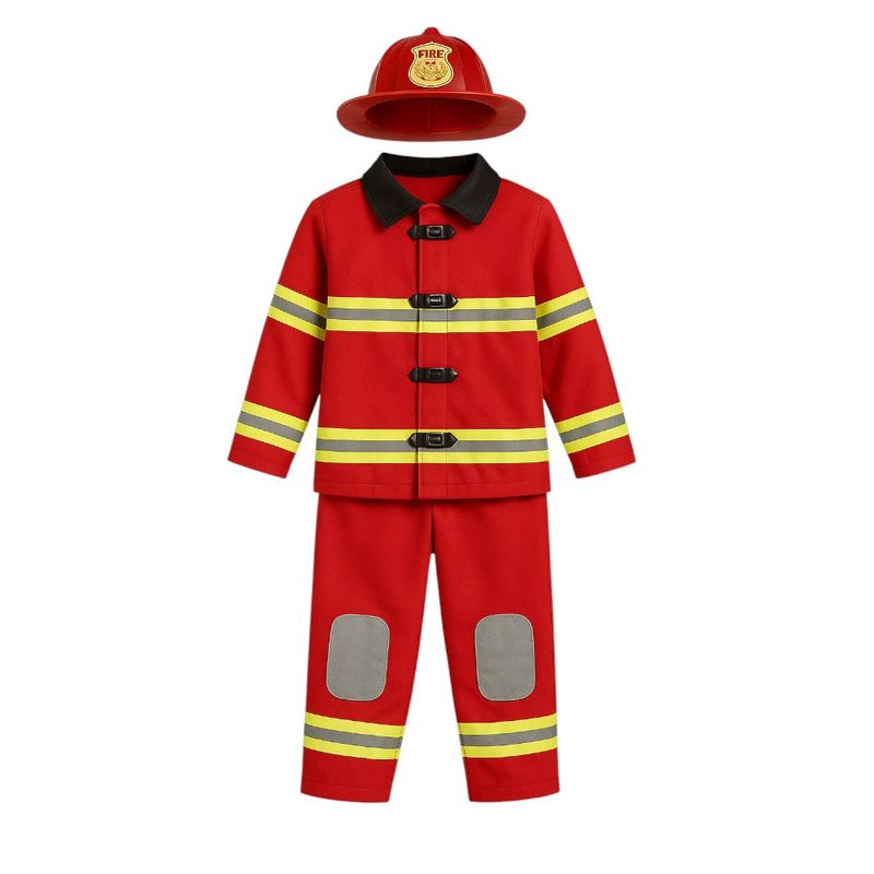 Disfraz Infantil de Bombero con Casco Rojo Talla s