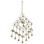 Placa Decorativa Metálica con Elefantes y Cascabeles Dorado