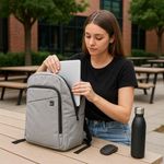 Mochila para Laptop Color Gris con Compartimentos y Bolsillos