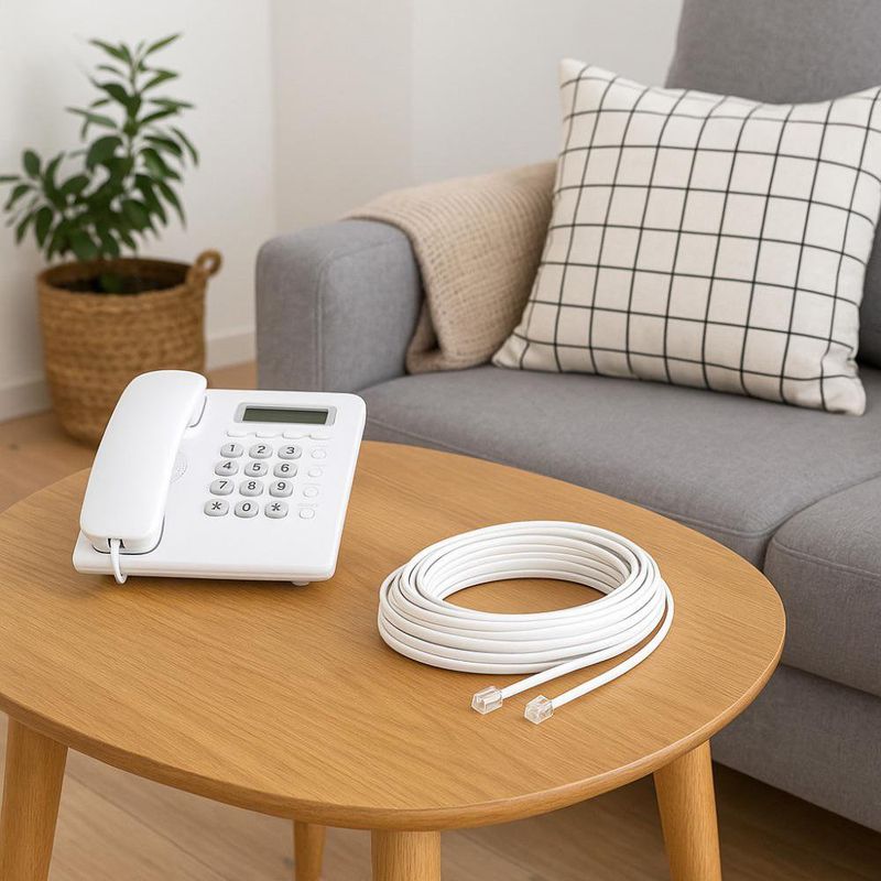 Cable Telefónico Plano RJ11 con Enchufes Modulares Color Blanco