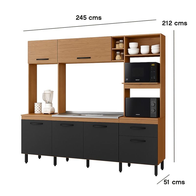 Mueble Modular de Cocina con Lavaplatos y Múltiples Compartimentos
