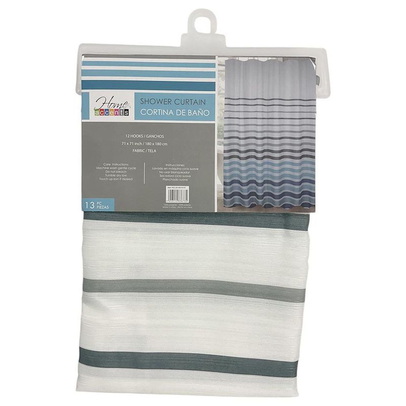 Cortina de Baño de Rayas con Ganchos