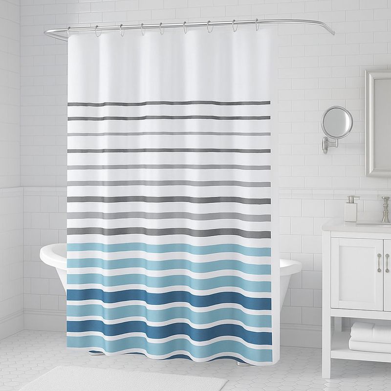 Cortina de Baño de Rayas con Ganchos