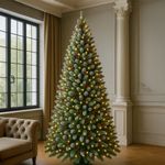 Árbol de Navidad Verde Nevado con Luz 2.10 Metros