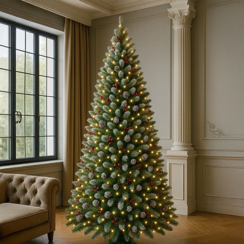 Árbol de Navidad Verde Nevado con Luz 2.10 Metros