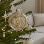 Esfera Navideña Transparente con Flores