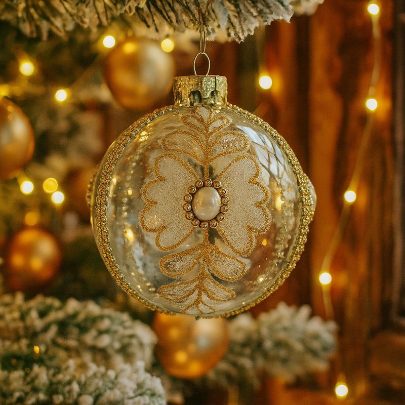 Esfera Navideña Transparente con Flores