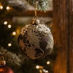 Bomba Navideña 8 cm Color Café con Detalles Dorados