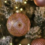 Esfera Navideña Rosa con Detalles Dorados