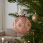 Esfera Navideña Rosa con Detalles Dorados