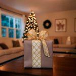 Listón  Crema y Dorado Transparente