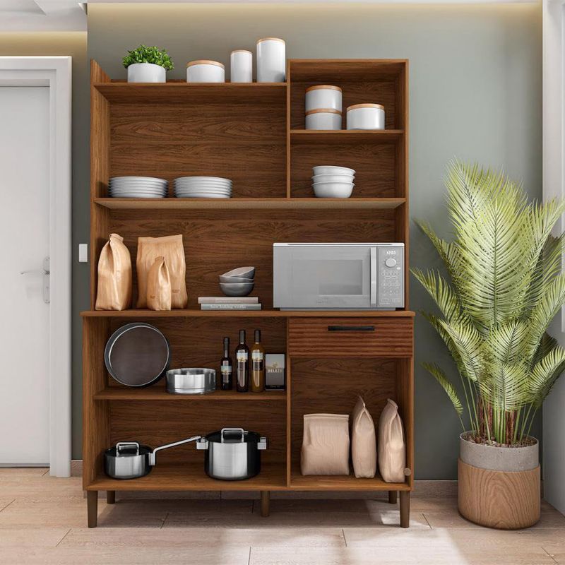 Kit de Mueble Cocina Génova con 6 Puertas y 1 Gaveta Color Blanco y Nogal