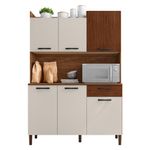 Kit de Mueble Cocina Génova con 6 Puertas y 1 Gaveta Color Blanco y Nogal