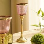 Base Decorativa en Vidrio Rosado Mediana