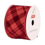 Listón Navideño de 2.5 plg x 9 yardas Color Rojo con Cuadros