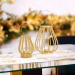 Linterna Decorativa Dorada de Vidrio Pequeño