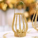 Linterna Decorativa Dorada de Vidrio Pequeño