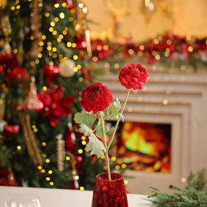 Ramillete Decorativo de Flores Rojas para Navidad de 63 Cm