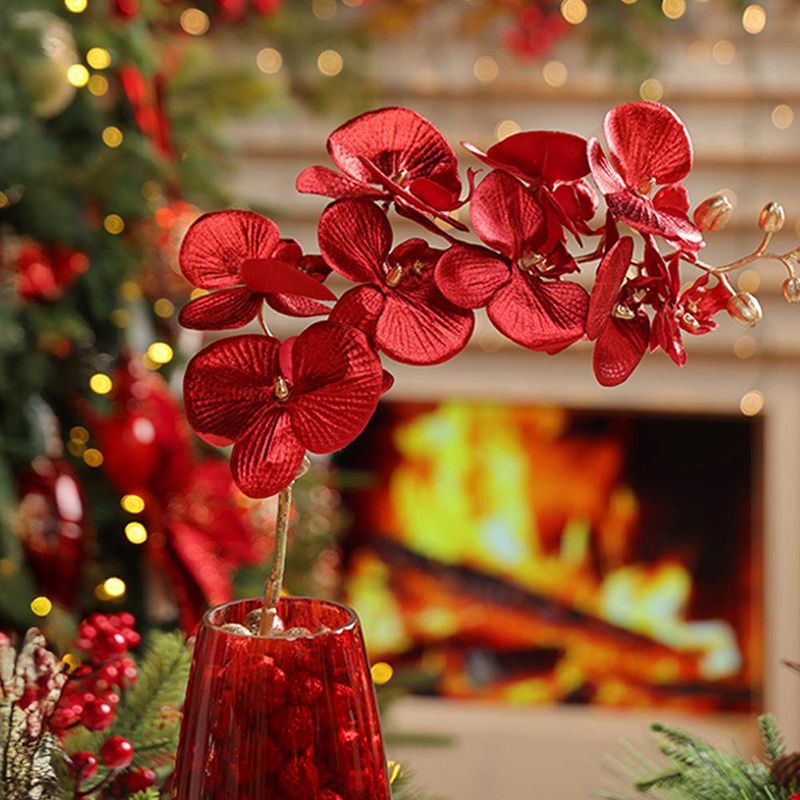 Orquídea Roja Elegante para Decoración de 60 Cm