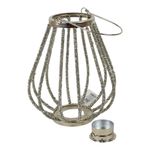 Linterna Decorativa Plateada de Vidrio Mediano