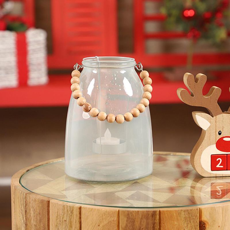 Portavelas de Vidrio Transparente con Asa Decorativa