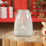 Portavelas de Vidrio Transparente con Asa Decorativa