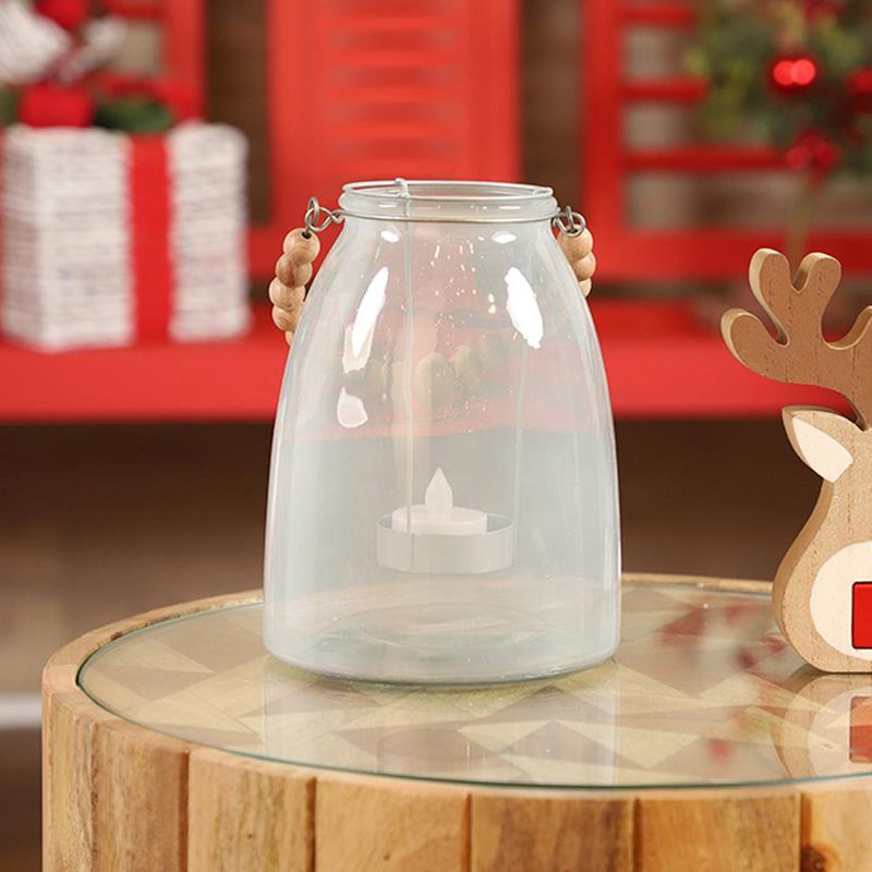 Portavelas de Vidrio Transparente con Asa Decorativa