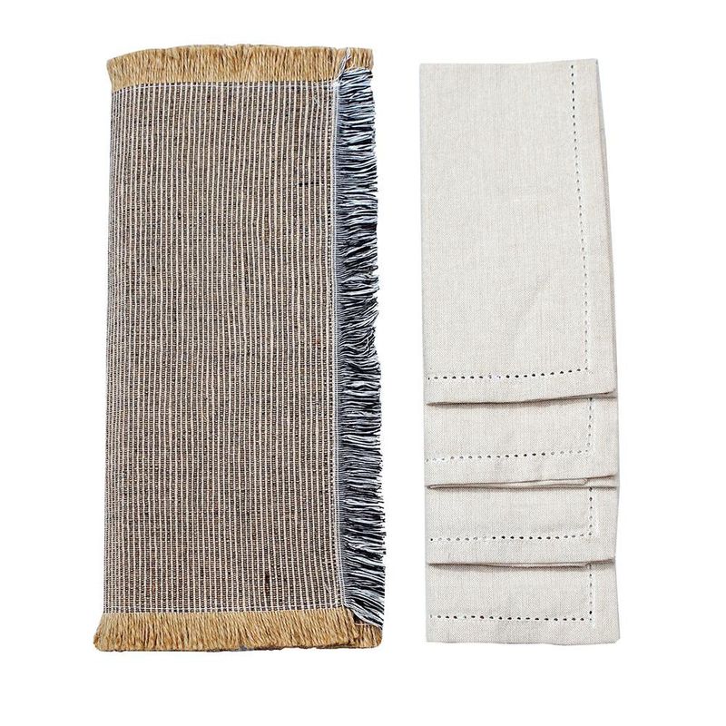 Set de 4 Individuales y 4 Servilletas Color Crema