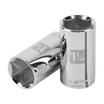 Dado Largo de 1 1/4 Plg de 6 Puntas Raíz de 1/2 Plg