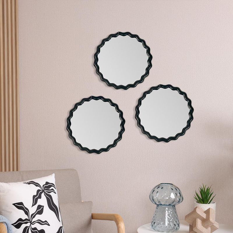Set de Espejos Decorativos Redondos Marco Negro 3 Pzas