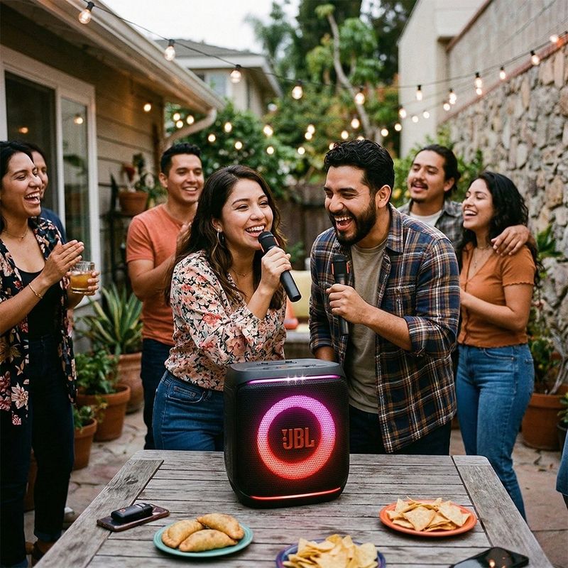Bocina Portátil JBL PartyBox Encore 2 Karaoke de 100 W Bluetooth con 2 Micrófonos Inalámbricos