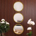 Set de 3 Espejos de Pared Redondos 25 cm Marco de Esferas Doradas