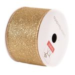 Listón Navideño de 2.5 plg x 9 yardas Color Dorado